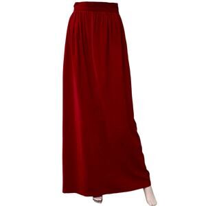 Vintage Handmade Red Velour Maxi Skirt Size S/M Boho Prairie Countrycore A-Line